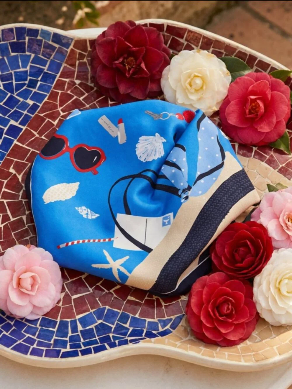 Kate Spade New York Wild Cornflower Purse Print Silk Scarf 36